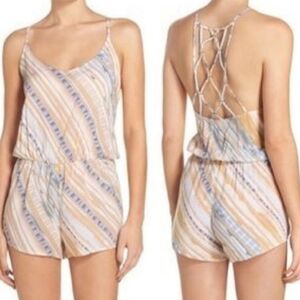 NWT Dolce Vita Serengeti Splash Romper Cover Up Cloud Moonstone Striped Medium